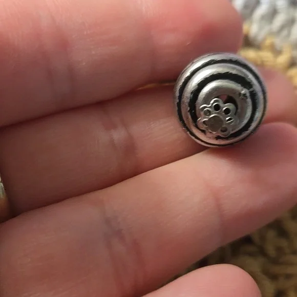 Vintage spiral textured spherical bead dangle earrings 90s pierced - Picture 2 of 3